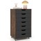 7-Drawer Tall Organizer Cabinet with Cut-Out Handles and Swivel Wheels Ideal for Bedroom and Office